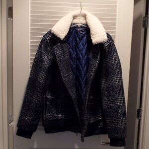 I.N.C. Men's Tweed Bomber Jacket with Faux Fur Collar XL